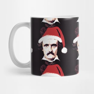 Edgar Allan Poe Bearing a Santa Hat Mug